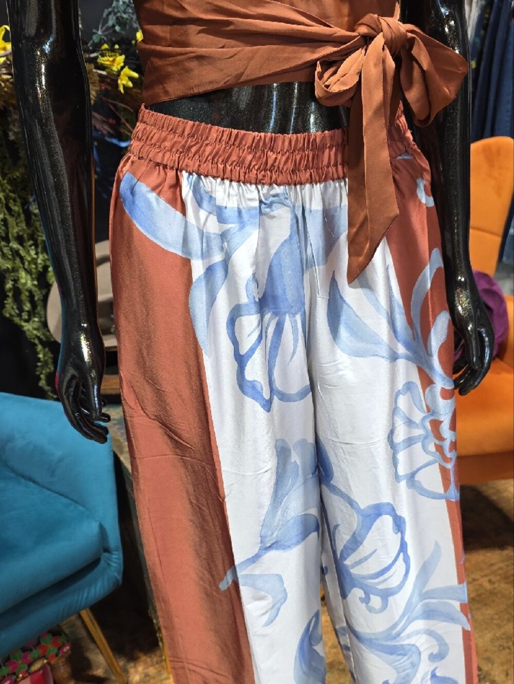 Live 4 Truth Rust Blue Floral Wide-Leg Pants - Picture 3 of 11